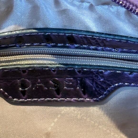 Dasein Embossed Faux Ostrich Textured Purple Leather Satchel Handbag Large - Picture 5 of 10